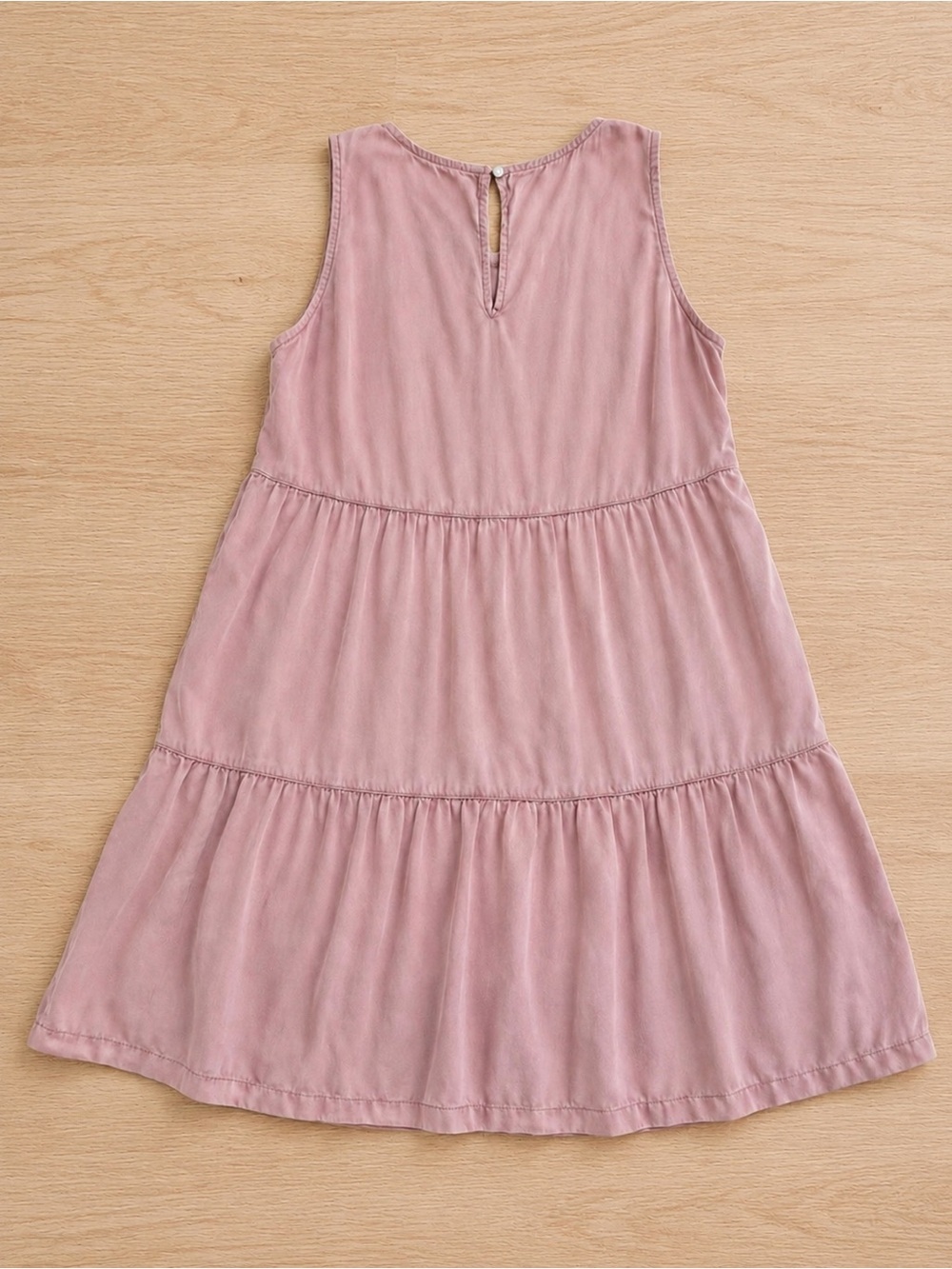 Women’s XS Dusty Rose Lyocell Dress Tiered Mini Swing Dress - Picture 3 of 7